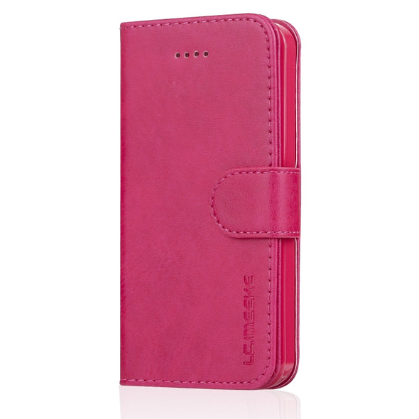 For iPhone 5 LC.IMEEKE Calf Texture Horizontal Flip Leather Case, with Holder & Card Slots & Wallet(Red)