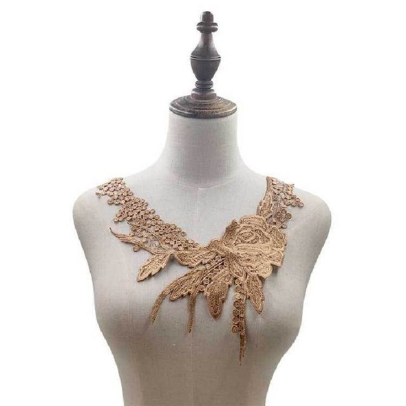 Lace Flower Embroidered Collar Fake Collar Clothing Accessories, Size: 31 x 30cm, Color:Gold Brown