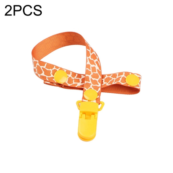 2 PCS Baby Pacifier Clip Pacifier Chain Dummy Clip Nipple Holder For Nipples Children Pacifier Clips Teether Anti-drop Rope(11Orange animal print)