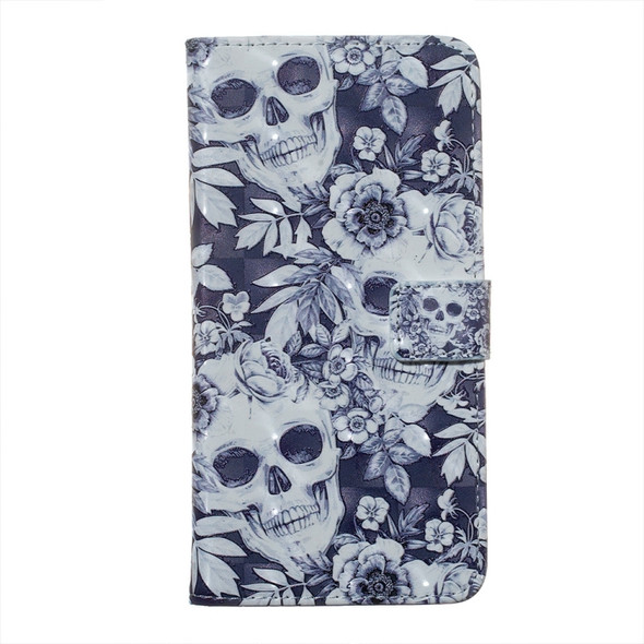 Skull and Flower Pattern 3D Horizontal Flip Leather Case for Huawei P30 Lite, with Holder & Card Slots & Photo Frame & Wallet