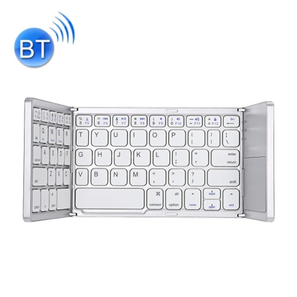B033 Rechargeable 3-Folding 64 Keys Bluetooth Wireless Keyboard with Touchpad (White)