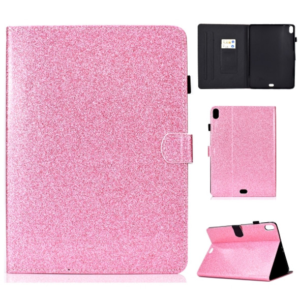 For iPad Pro 11 (2018) Varnish Glitter Powder Horizontal Flip Leather Case with Holder & Card Slot(Pink)