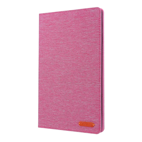 For Galaxy Tab a 10.1 (2019) T510 /T515 Cloth Teature Horizontal Flip PU Leather Case with with Holder & Card Slots(Rose Red)