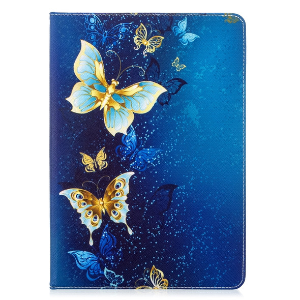 For iPad 10.5 inch Colored Drawing Pattern Horizontal Flip PU Leather Case with Holder & Card Slots & Wallet(Golden Butterfly)