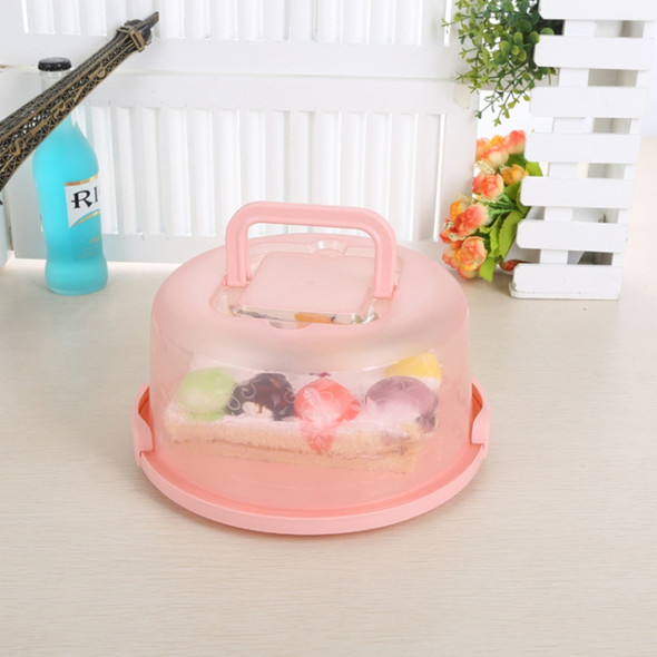 Plastic Round Handle Storage BoxePortable Cake Box(Pink)