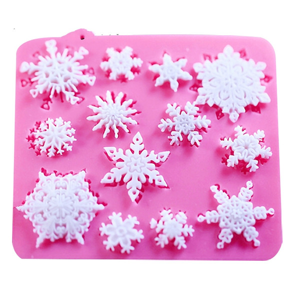 2 PCS DIY Fondant Cake Mold Snowflake Silicone Mold(Pink)