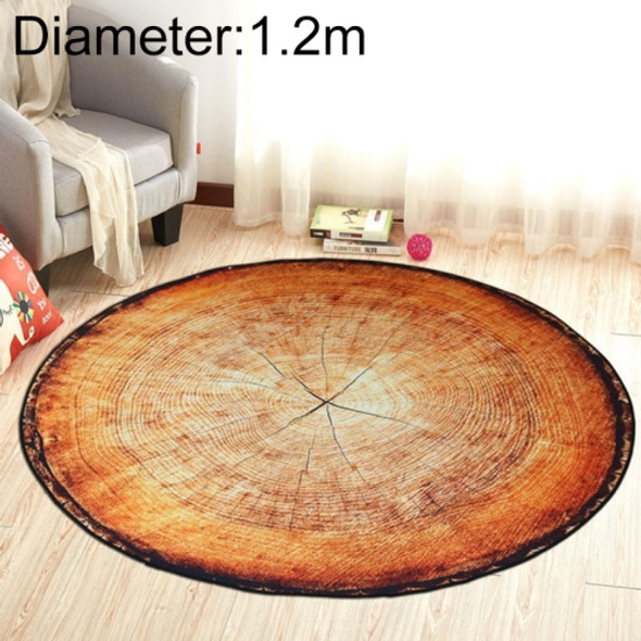 3D Growth Ring Pattern Bathroom  Living Room Carpets Home Decor Mat, Size:Diameter about 1.2m(Black Edged Wood Grain)