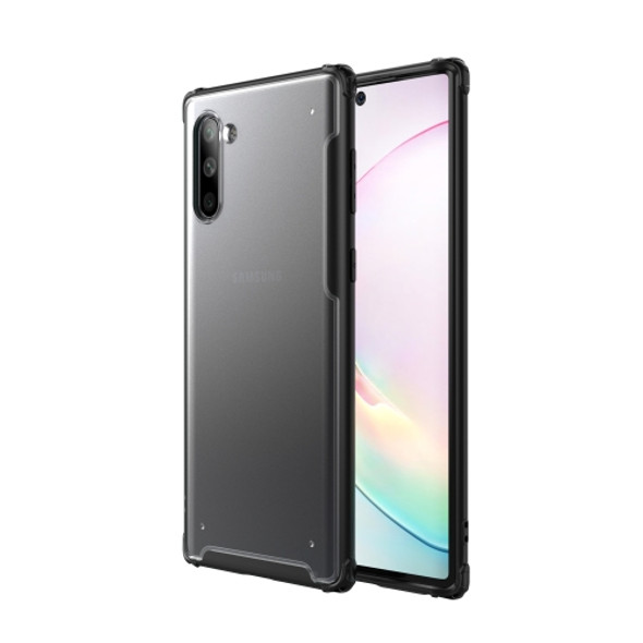 For Galaxy Note 10 Four Corners Anti-Fall Acrylic +TPU Transparent Frosted Armor Protective Case(Black)