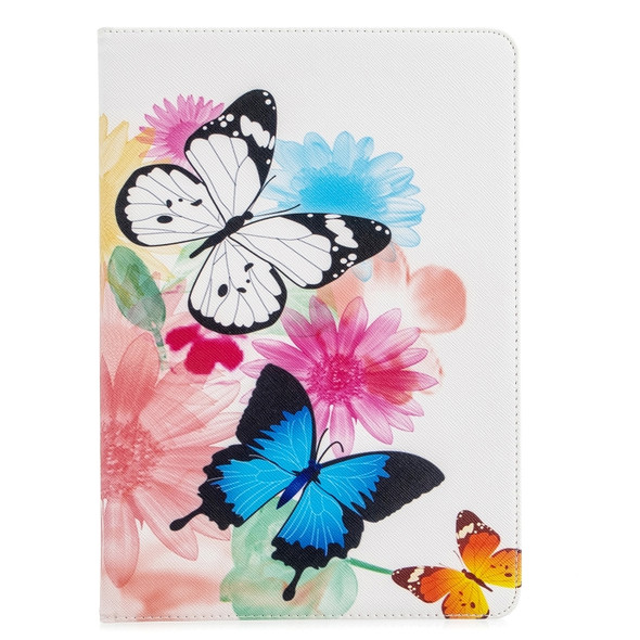 For iPad 10.5 inch Colored Drawing Pattern Horizontal Flip PU Leather Case with Holder & Card Slots & Wallet(Two Butterfly)