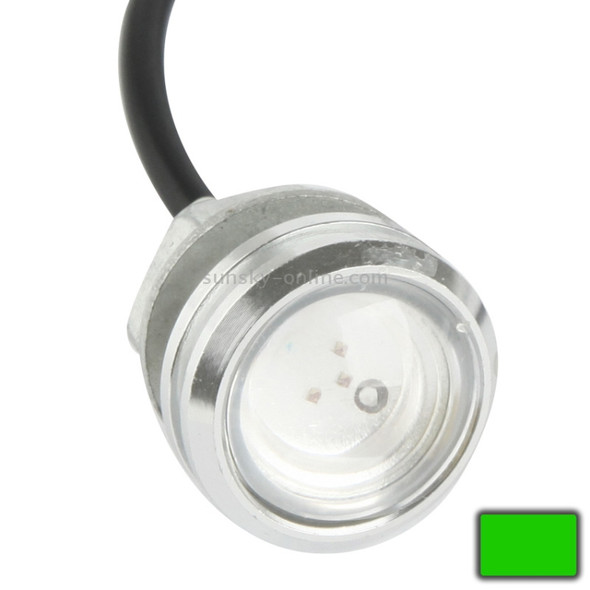 3W Waterproof Eagle Eye Light Green LED Light for Vehicles, Cable Length: 60cm(Silver)