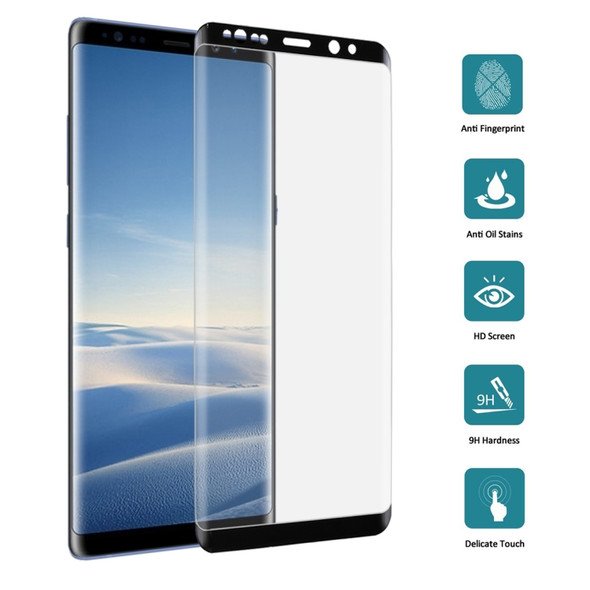 For Galaxy Note 8 0.3mm 9H Surface Hardness 3D Explosion-proof Full Screen Tempered Glass Film(Black)