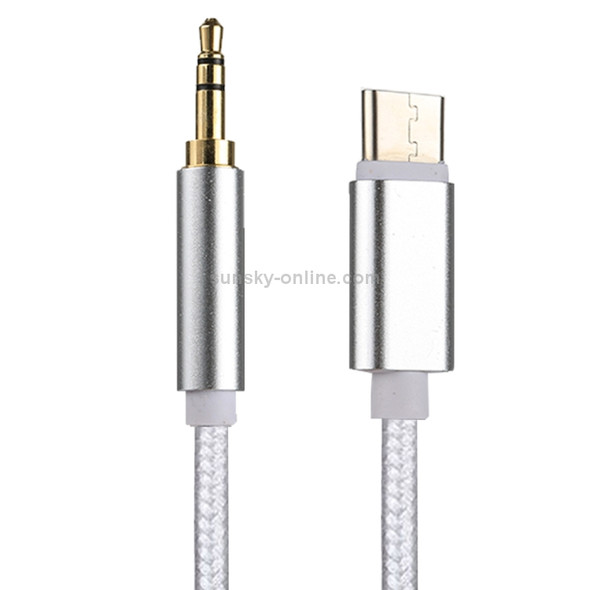 1m Weave Style Type-C Male to 3.5mm Male Audio Cable, For Galaxy S8 & S8 + / LG G6 / Huawei P10 & P10 Plus / Xiaomi Mi6 & Max 2 and other Smartphones(White)