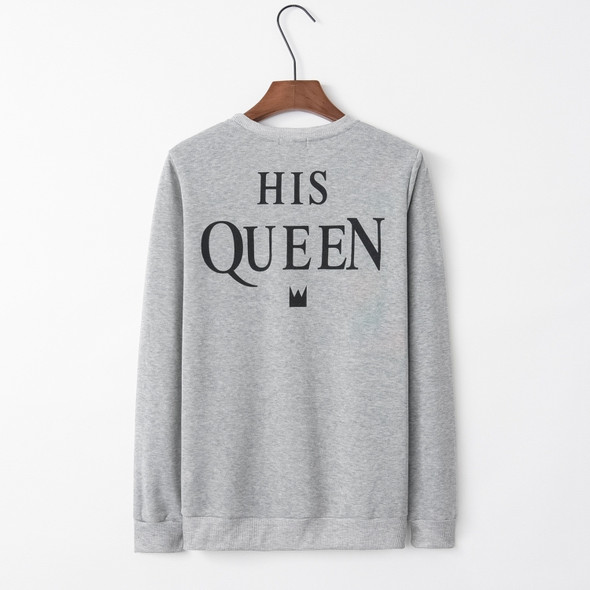 Letter Round Neck Couple Sweatshirt (Color:Grey Size:XL-Queen)