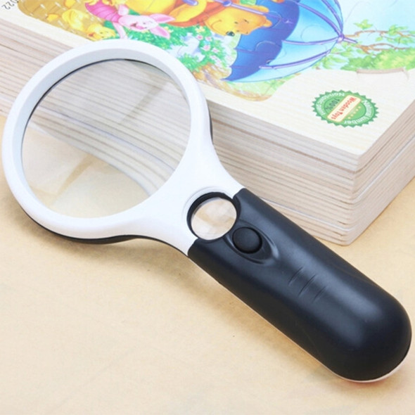 Reading Visual Magnifier with 3 LED Light, Mini Portable 3-45X Handheld Reading Visual Magnifier with 3 LED Light(White)