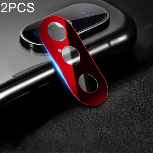 2 PCS 10D Full Coverage Mobile Phone Metal Rear Camera Lens Protection Cover for iPhone XS Max / XS / X (Red)
