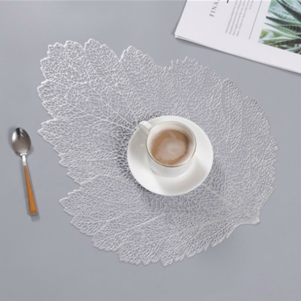 2 PCS Leaf PVC Heat Resistant Placemat Drink Glass Coaster, Size: 37x47cm(Silver)