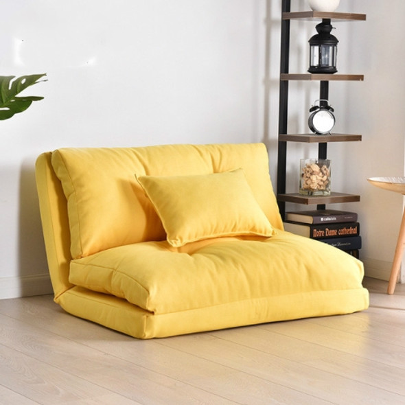 Double-purpose Small Apartment Bedroom Multi-functional Folding Lazy Little Sofa Bed(90cm Bright Yellow)