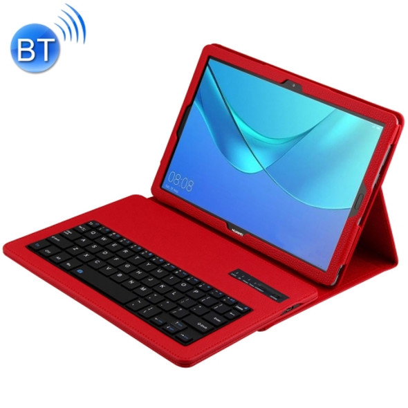 Detachable Bluetooth Keyboard + Litchi Texture Horizontal Flip Leather Case for Huawei MediaPad M5 Pro / M5 10.8 inch, with Holder(Red)