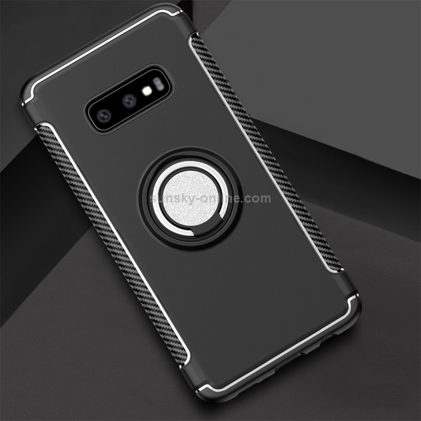 Magnetic Armor Protective Case for Galaxy S10 E, with 360 Degree Rotation Ring Holder (Black)