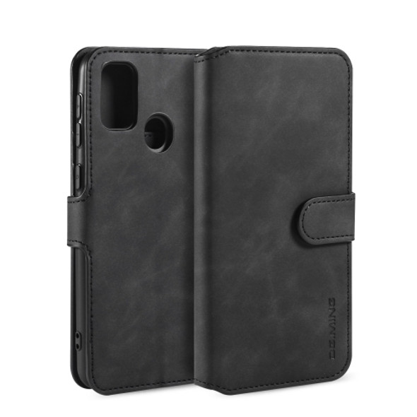 For Galaxy M30s DG.MING Retro Oil Side Horizontal Flip Case with Holder & Card Slots & Wallet(Black)