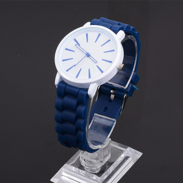 Simple Style Round Dial Jelly Silicone Strap Quartz Watch(Dark Blue)