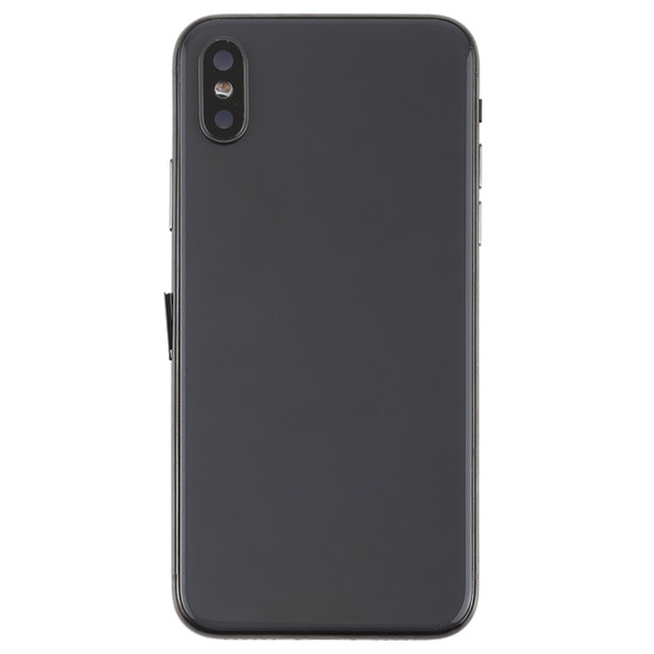 Battery Back Cover Assembly with Side Keys & Vibrator & Loud Speaker & Power Button + Volume Button Flex Cable & Card Tray & Battery Adhesive for iPhone X(Black)