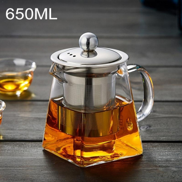 Stainless Steel Clear Heat Resistant Glass Filter Tea Pot, Capacity: 650ml