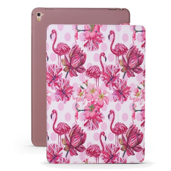 Flamingo Pattern Horizontal Flip PU Leather Case for iPad Pro 9.7 (2016), with Three-folding Holder & Honeycomb TPU Cover