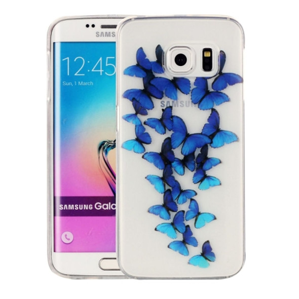 For Galaxy S6 Edge / G925 Cute Blue Butterflies Pattern IMD Workmanship Soft TPU Protective Case