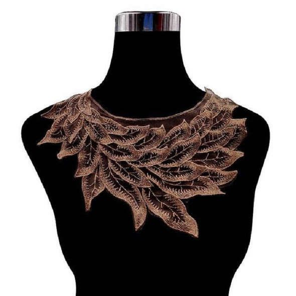 Lace Embroidered Collar Flower Fake Collar DIY Clothing Accessories, Size: 32 x 25cm(Brown)