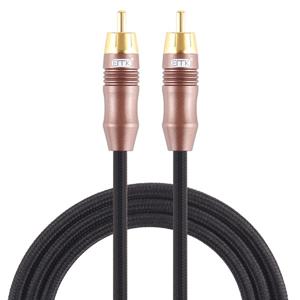 EMK 8mm RCA Male to 6mm RCA Male Gold-plated Plug Cotton Braided Audio Coaxial Cable for Speaker Amplifier Mixer, Length: 2m(Black)