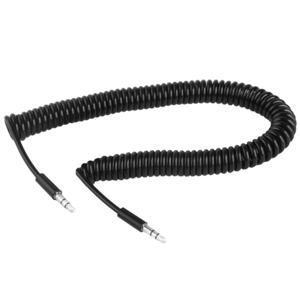 3.5mm Male to Male Jack Coiled Earphone Cable / Spring Cable, Length: 45cm (can be extended up to 2m)(Black)