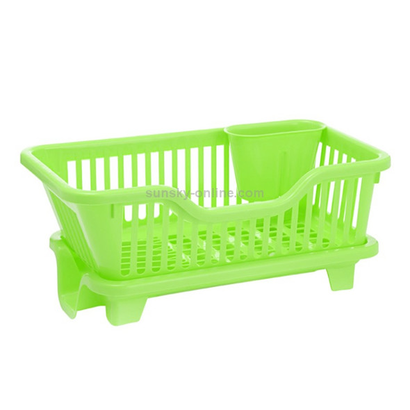 Kitchen Sink Dish Multi-function Drainer Drying Rack Kitchen Washing Holder Basket Organizer Green, Size:L, Style:Right Drainage