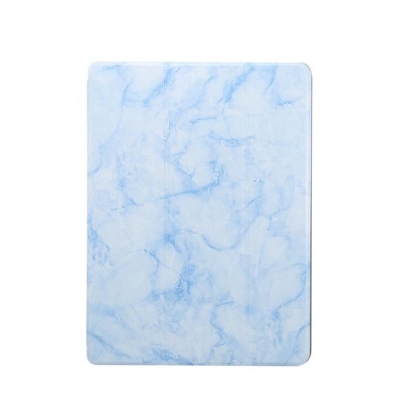 For iPad 10.2 inch Marble Texture Pattern Horizontal Flip Leather Case, with Three-folding Holder & Pen Slot & Sleep / Wake-up Function(Blue)