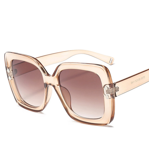 2 PCS Oversized Sunglasses Women Luxury Transparent Gradient Sun Glasses Big Frame Vintage Eyewear UV400 Glasses(Brown)