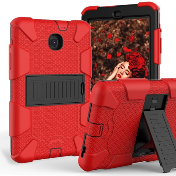 Shockproof Two-color Silicone Protection Shell for Galaxy Tab A 8.0 (2018) T387, with Holder (Red+Black)