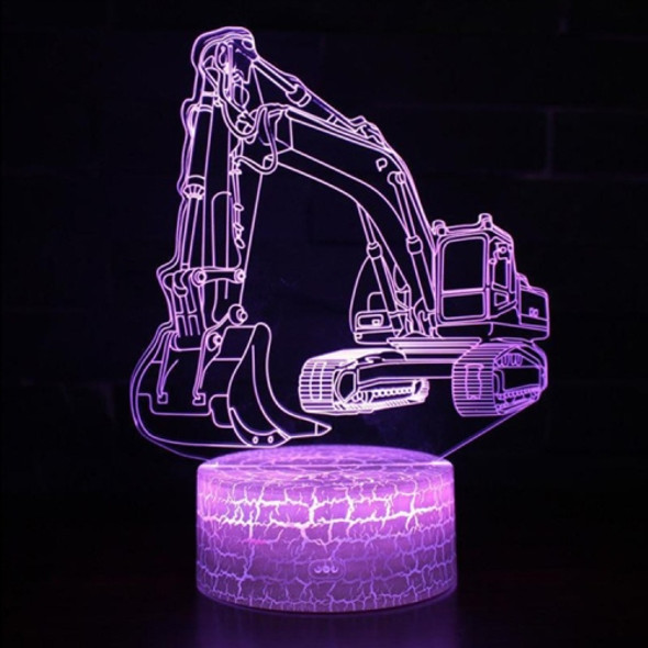 3W Excavator 3D Light Colorful Touch Control Light Creative Small Table Lamp with Crack Base, Style:Touch Switch
