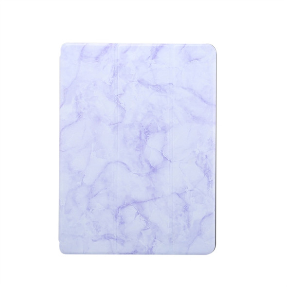 For iPad 10.2 inch Marble Texture Pattern Horizontal Flip Leather Case, with Three-folding Holder & Pen Slot & Sleep / Wake-up Function(Purple)