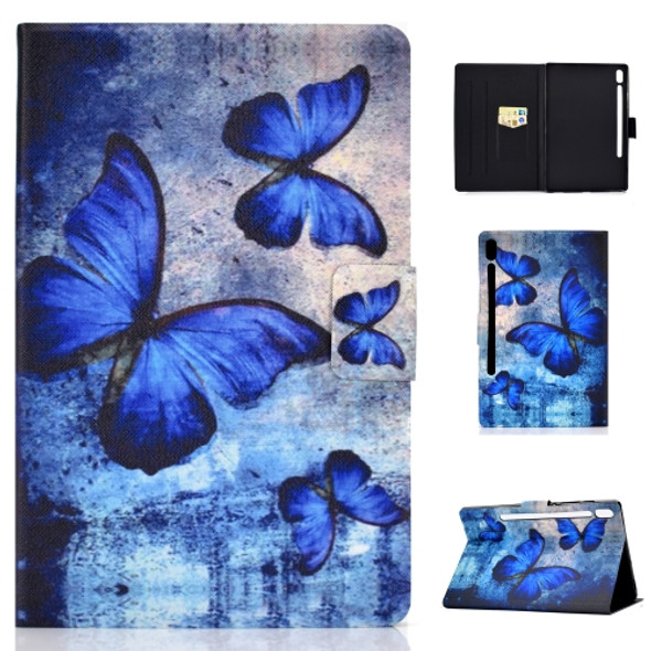 For Galaxy Tab S6 T860 / T865 Colored Drawing Horizontal Flip Leather Case with Holder & Card Slots & Sleep / Wake-up Function(Vintage Butterfly)