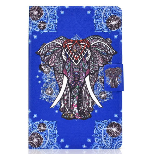 For Galaxy Tab S6 T860 / T865 Colored Drawing Horizontal Flip Leather Case with Holder & Card Slots & Sleep / Wake-up Function(Ethnic Elephant)