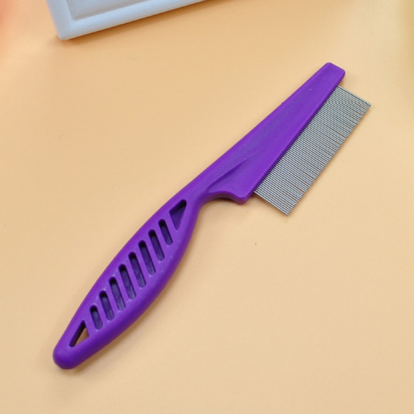 5 PCS Pet Cats Dogs Supplies Combs Fine Toothed Stainless Steel Needle Fleas Removal Combs, Length: 14cm (Purple)