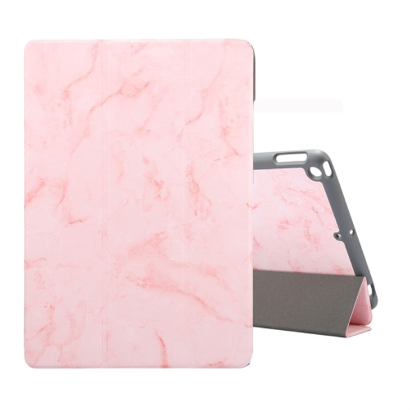 For iPad 10.2 inch Marble Texture Pattern Horizontal Flip Leather Case, with Three-folding Holder & Pen Slot & Sleep / Wake-up Function(Pink)