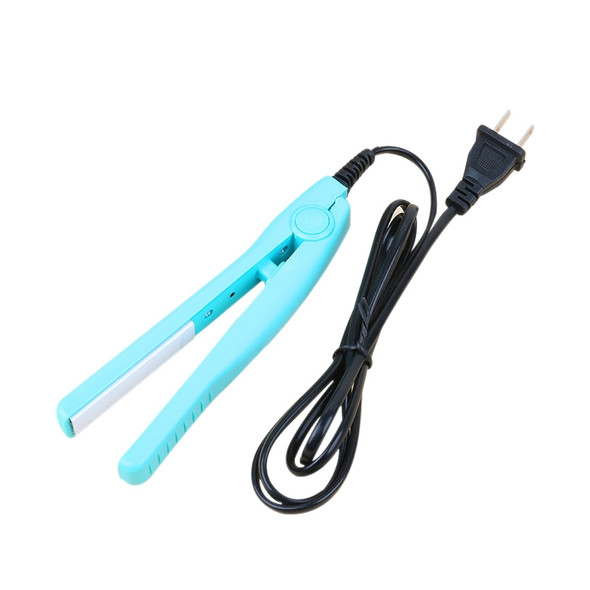 Mini Hair Straightener Ceramic Tourmaline Plates Curler(Blue)