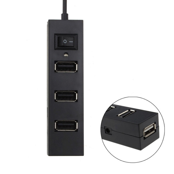 4 Ports USB HUB 2.0 USB Splitter Adapter with Switch(Black)