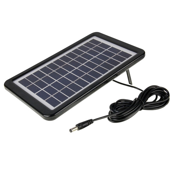 12V 3W Portable Solar Panel with Holder Frame, 5.5 x 2.1mm Port(Black)