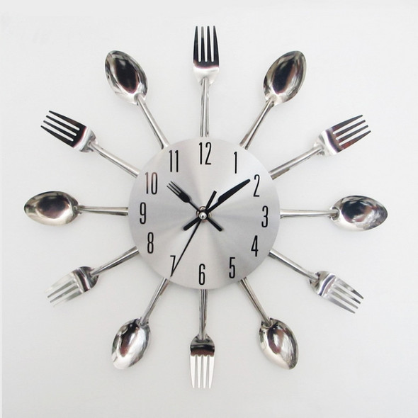 Creative Restaurant Kitchen Living Room Stainless Steel Knife and Fork Quartz Wall Clock