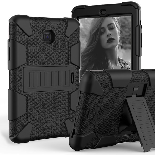 Shockproof Two-color Silicone Protection Shell for Galaxy Tab A 8.0 (2018) T387, with Holder  (Black)