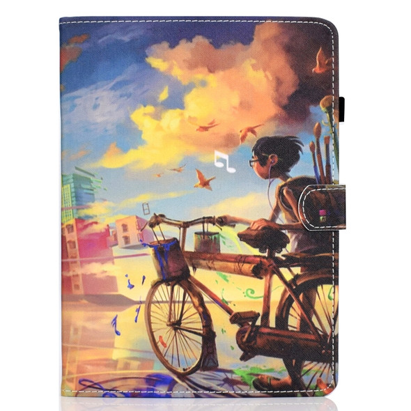 For iPad Pro 11 inch Colored Drawing Stitching Horizontal Flip Leather Case, with Holder & Card Slots(Bike Boy)