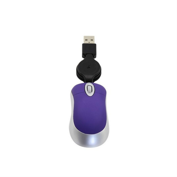 Mini Computer Mouse Retractable USB Cable Optical Ergonomic1600 DPI Portable Small Mice for Laptop(Purple)