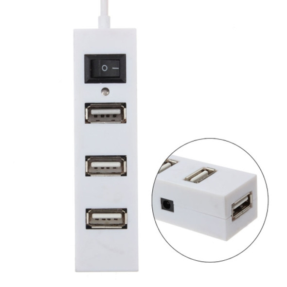 4 Ports USB HUB 2.0 USB Splitter Adapter with Switch(White)